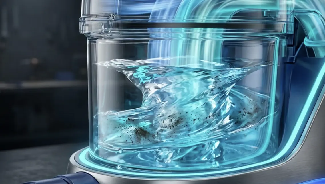 Wasserwirbel im Inneren eines Wasserstaubsaugers - Separator-Technologie